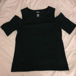 Striped cold shoulder shirt